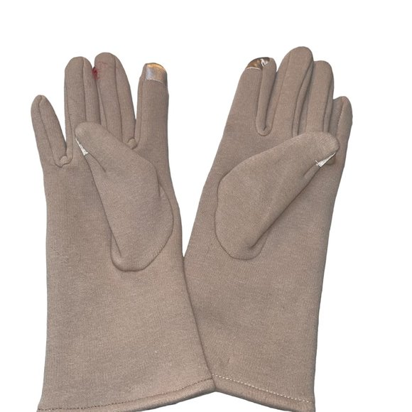 BYOS, Women's Tan Gloves, w/Faux Fur Lining & Button Details - Picture 2 of 4